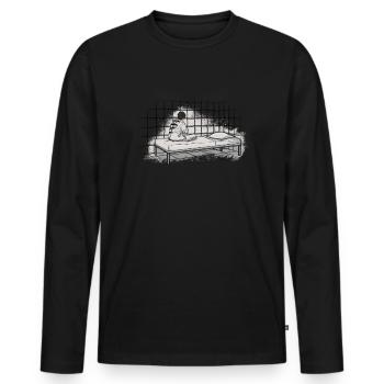 Gepolstertes Zimmermeme, das ich zu dumm wurde - Männer Premium Bio Langarmshirt - Schwarz - Vorne - Nico (187cm)