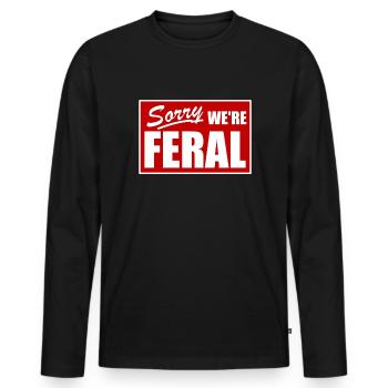 Entschuldigung, wir sind wilde lustige sarkastisch - Männer Premium Bio Langarmshirt - Schwarz - Vorne - Nico (187cm)