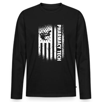 Apothekentechniker American Flag Pharmacy TechPhar - Männer Premium Bio Langarmshirt - Schwarz - Vorne - Nico (187cm)