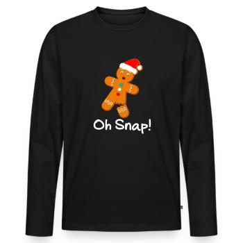 Oh verdammt! Lebkuchenmann Keks lustiges Weihnacht - Männer Premium Bio Langarmshirt - Schwarz - Vorne - Nico (187cm)