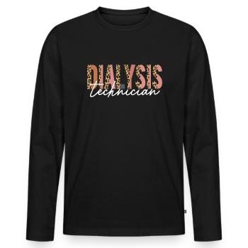 Dialyse -Techniker Cheetah Print Hämodialyse - Männer Premium Bio Langarmshirt - Schwarz - Vorne - Nico (187cm)