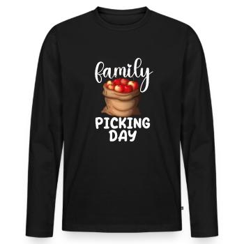 Familie der Familie Picking Day Apfelpflücke Tag A - Männer Premium Bio Langarmshirt - Schwarz - Vorne - Nico (187cm)
