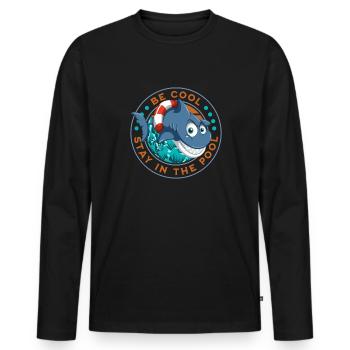 Sei cool, bleib im Pool Schwimmteam zu schwimmenim - Männer Premium Bio Langarmshirt - Schwarz - Vorne - Nico (187cm)