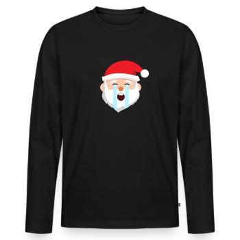 Santa Emoticons, die lautes Weihnachtsemoticon wei - Männer Premium Bio Langarmshirt - Schwarz - Vorne - Nico (187cm)