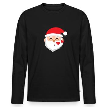 Santa Emoticons blasen Küsse Weihnachten Emoticong - Männer Premium Bio Langarmshirt - Schwarz - Vorne - Nico (187cm)