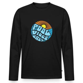 Pool -Vibes nur Schwimmbad Schwimmteam Pool Vibes - Männer Premium Bio Langarmshirt - Schwarz - Vorne - Nico (187cm)