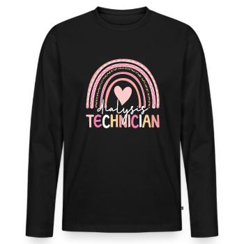Dialyse -Techniker Boho Regenbogen Hämodialyse Tec - Männer Premium Bio Langarmshirt - Schwarz - Vorne - Nico (187cm)