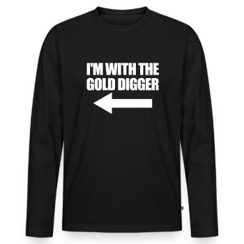 Ich mit dem goldenen Digger lustige passende Paare - Männer Premium Bio Langarmshirt - Schwarz - Vorne - Nico (187cm)