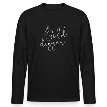 Gold Bagger Arrow up lustige passende Paarelustige - Männer Premium Bio Langarmshirt - Schwarz - Vorne - Nico (187cm)