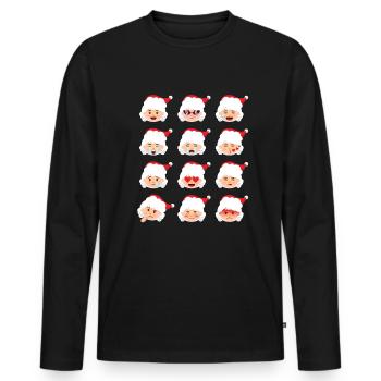 Frau Claus Emoticons Weihnachten Emoticons Frau Cl - Männer Premium Bio Langarmshirt - Schwarz - Vorne - Nico (187cm)