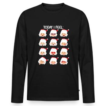 Frau Claus Emoticons heute Ich fühle mich lustig W - Männer Premium Bio Langarmshirt - Schwarz - Vorne - Nico (187cm)