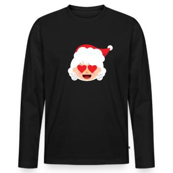 Frau Claus Emoticons Herzaugen in Liebe Weihnachte - Männer Premium Bio Langarmshirt - Schwarz - Vorne - Nico (187cm)