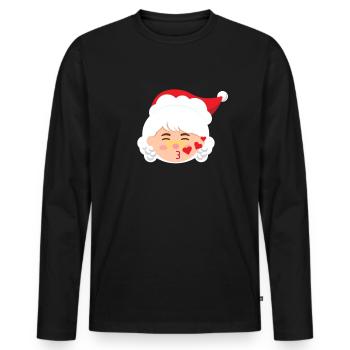 Frau Claus Emoticons blasen Küsse Weihnachten - Männer Premium Bio Langarmshirt - Schwarz - Vorne - Nico (187cm)