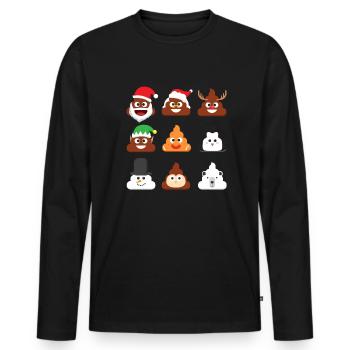 Poop Emoticons lustige Weihnachtskot Emoticons - Männer Premium Bio Langarmshirt - Schwarz - Vorne - Nico (187cm)