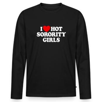 Ich liebe heiße Schwesternschaft Mädchen College M - Männer Premium Bio Langarmshirt - Schwarz - Vorne - Nico (187cm)
