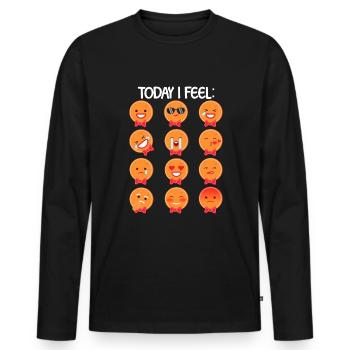 Lebkuchen Mann Emoticons heute Ich fühle mich Weih - Männer Premium Bio Langarmshirt - Schwarz - Vorne - Nico (187cm)