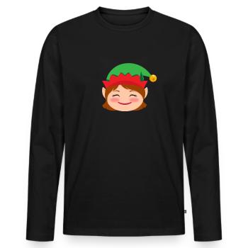 Mädchen Elf Emoticons erröten Mädchen Elf Weihnach - Männer Premium Bio Langarmshirt - Schwarz - Vorne - Nico (187cm)
