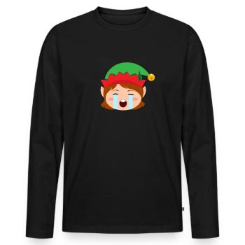 Mädchen Elf Emoticons, die laut Elf Weihnachten ru - Männer Premium Bio Langarmshirt - Schwarz - Vorne - Nico (187cm)
