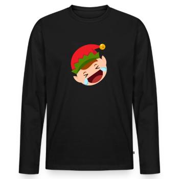 Elf Emoticons rollen auf dem Boden und lachen Weih - Männer Premium Bio Langarmshirt - Schwarz - Vorne - Nico (187cm)