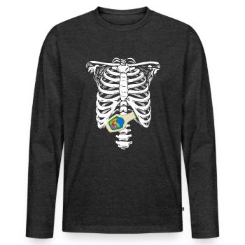 Skeleton Rippcage Ranch Funny Ranch DressingSkele - Men's Premium Organic Long Sleeve Shirt - heather anthracite - Front - Nico (187cm)
