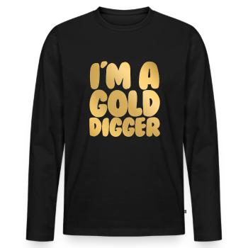 Je suis une pelle dorée drôle assortie paa - T-shirt manches longues Premium bio Homme - noir - Devant - Nico (187cm)