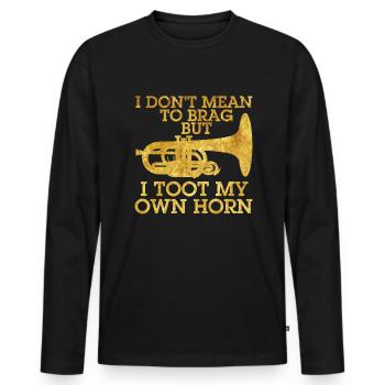 Will nicht prahlen, ich totze mein eigenes Hornmel - Männer Premium Bio Langarmshirt - Schwarz - Vorne - Nico (187cm)
