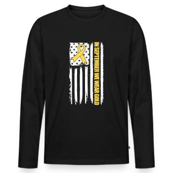Im September tragen Sie goldene Krebsbewusstsein f - Männer Premium Bio Langarmshirt - Schwarz - Vorne - Nico (187cm)