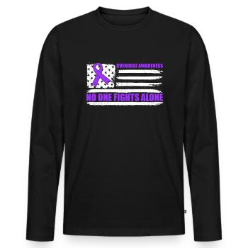 Personne ne lutte seul contre les surdoses de drogue aux États-Unis. - T-shirt manches longues Premium bio Homme - noir - Devant - Nico (187cm)