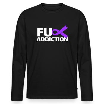 Fuck Addiction Sensibilisation à l’overdose - T-shirt manches longues Premium bio Homme - noir - Devant - Nico (187cm)