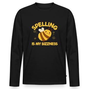 L’orthographe est mon concours d’écriture Bizzness - T-shirt manches longues Premium bio Homme - noir - Devant - Nico (187cm)