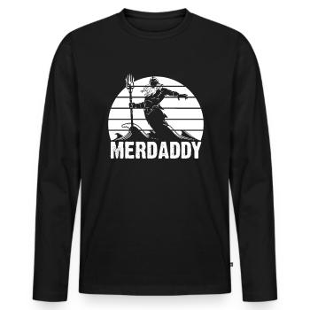 Mermaid Safety Merdaddy Enfants Sirène - T-shirt manches longues Premium bio Homme - noir - Devant - Nico (187cm)