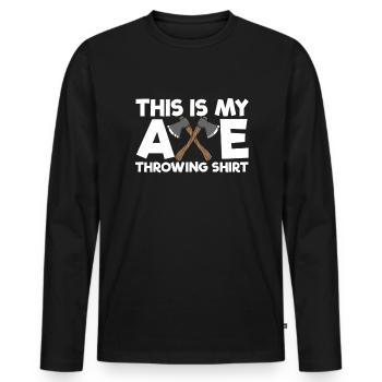Dies ist mein Axtwurfs Hemd lustiges Axt werfendas - Männer Premium Bio Langarmshirt - Schwarz - Vorne - Nico (187cm)