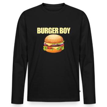 Burger Boy Cheeseburger Lover Burger Foodie - T-shirt manches longues Premium bio Homme - noir - Devant - Nico (187cm)