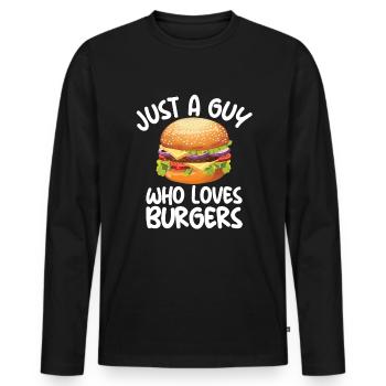 Juste un gars qui aime le hamburger cheeseburgerdrôle - T-shirt manches longues Premium bio Homme - noir - Devant - Nico (187cm)
