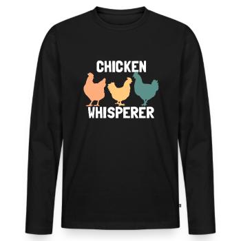 Hühnchen Whisperer Chicken Retro Chicken Whisperer - Men's Premium Organic Long Sleeve Shirt - black - Front - Nico (187cm)