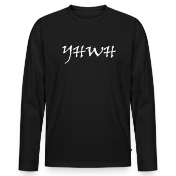 Jahwe christlicher Glauben Gläubiger Hebräisch YHW - Männer Premium Bio Langarmshirt - Schwarz - Vorne - Nico (187cm)