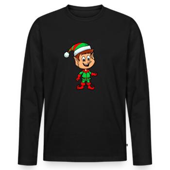 Christmas Elf PJS Kids Boys Cute Christmas Elf - Men's Premium Organic Long Sleeve Shirt - black - Front - Nico (187cm)