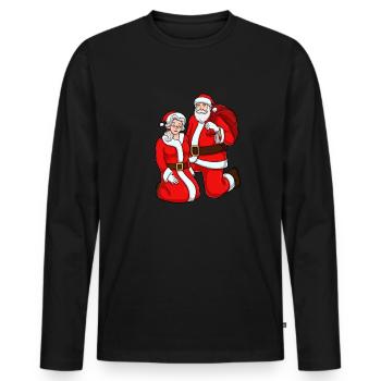 Weihnachten Weihnachtsmann und Frau Claus Kinder W - Männer Premium Bio Langarmshirt - Schwarz - Vorne - Nico (187cm)