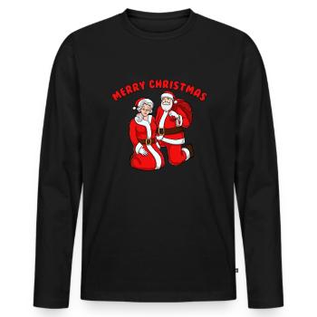 Frohe Weihnachten Santa und Frau Claus Weihnachten - Männer Premium Bio Langarmshirt - Schwarz - Vorne - Nico (187cm)