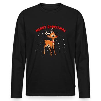 Joyeux Noël Renne Garçons Filles Enfants W - T-shirt manches longues Premium bio Homme - noir - Devant - Nico (187cm)