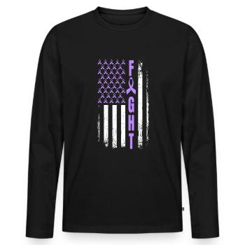 Lutte contre le cancer du pancréas USA Cancer du pancréas - T-shirt manches longues Premium bio Homme - noir - Devant - Nico (187cm)