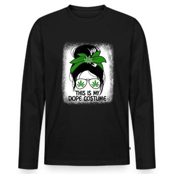 C’est mon costume Dop chignon désordonné dames marihua - T-shirt manches longues Premium bio Homme - noir - Devant - Nico (187cm)