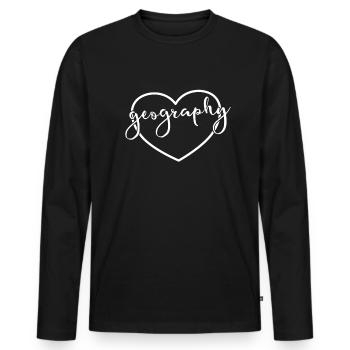 Geographie Herz zurück in die Schule Weltgeographi - Männer Premium Bio Langarmshirt - Schwarz - Vorne - Nico (187cm)
