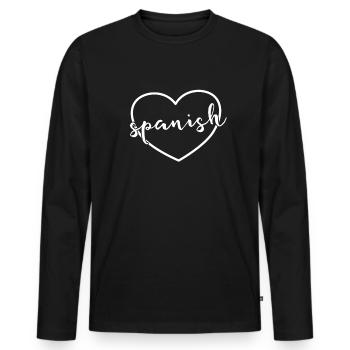 Spanischlehrer für spanische Herz Sprache - Männer Premium Bio Langarmshirt - Schwarz - Vorne - Nico (187cm)