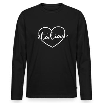 Italienischer Herz Fremdsprache Italienischer Lehr - Männer Premium Bio Langarmshirt - Schwarz - Vorne - Nico (187cm)