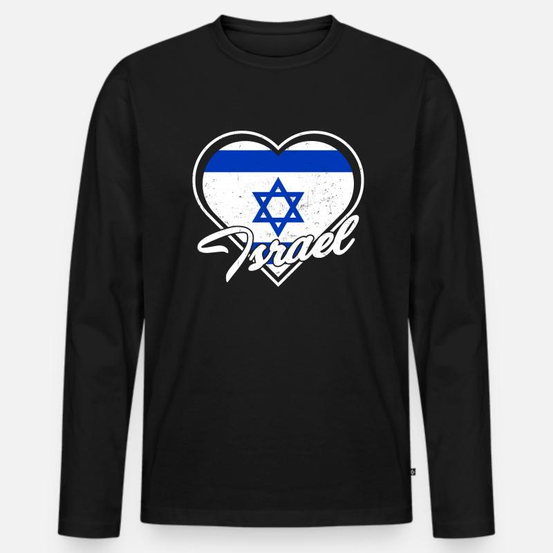 Jerusalem Davidstern Israel Flagge - Männer Premium Bio Langarmshirt - Schwarz