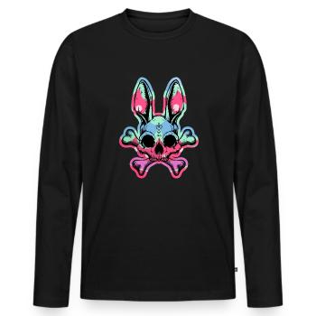 Kaninchenschädel Crossbones Osterhasen -SkelettJun - Männer Premium Bio Langarmshirt - Schwarz - Vorne - Nico (187cm)