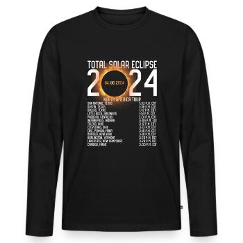 Nordamerika -Tour 2024 Totality Solar Eclipse - Männer Premium Bio Langarmshirt - Schwarz - Vorne - Nico (187cm)