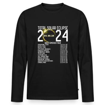 Nordamerika -Tour 2024 Totality Solar Eclipse - Männer Premium Bio Langarmshirt - Schwarz - Vorne - Nico (187cm)