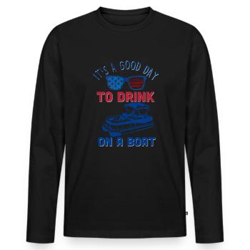 Es ist ein guter Tag, um auf einem Boot 4. Juli zu - Männer Premium Bio Langarmshirt - Schwarz - Vorne - Nico (187cm)